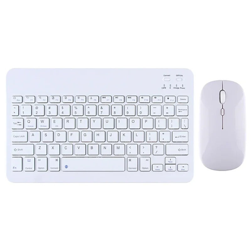 Kit Teclado Mouse Sem Fio Bluetooth Tablet S6 Lite S7 S9 Branco